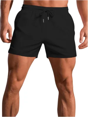Men's Casual Workout Running Shorts Drawstring Waist Quick Dry Athletic Gym Shorts