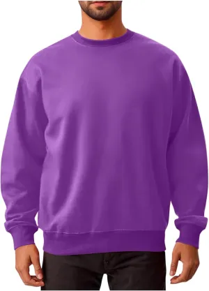 Men's Classic Basic Crewneck Sweatshirts No Hood Long Sleeve Pullover Tops Casual Loose Fit Shirts