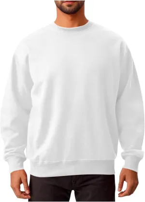 Men's Classic Basic Crewneck Sweatshirts No Hood Long Sleeve Pullover Tops Casual Loose Fit Shirts