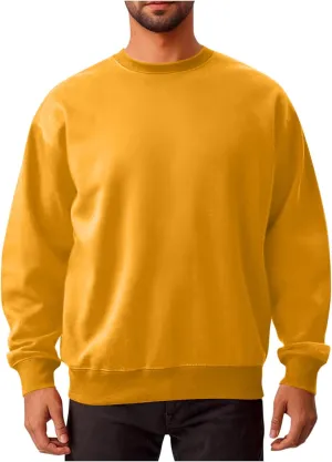 Men's Classic Basic Crewneck Sweatshirts No Hood Long Sleeve Pullover Tops Casual Loose Fit Shirts