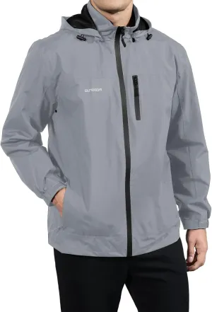 Men's Classic Windbreaker Jacket Lightweight All-Sport Waterproof Hiking Coat Detachable Hooded Windbreakers for Men