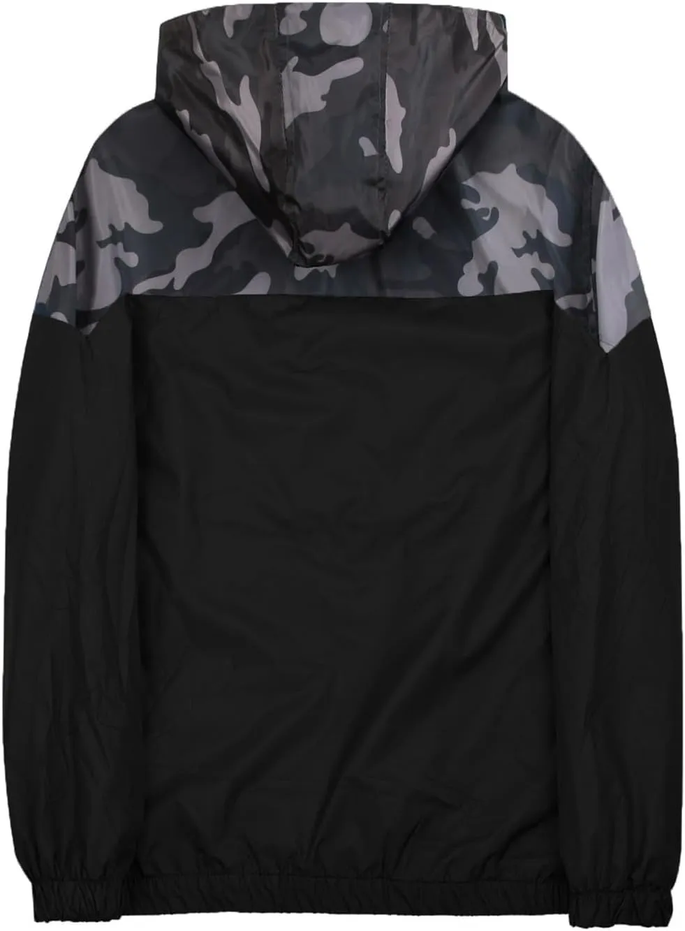Men's Color Matching Thin Fall Outdoor Windbreaker Long Sleeved Hooded Jacket Coat Zipper Travel Windbreakers Jacket
