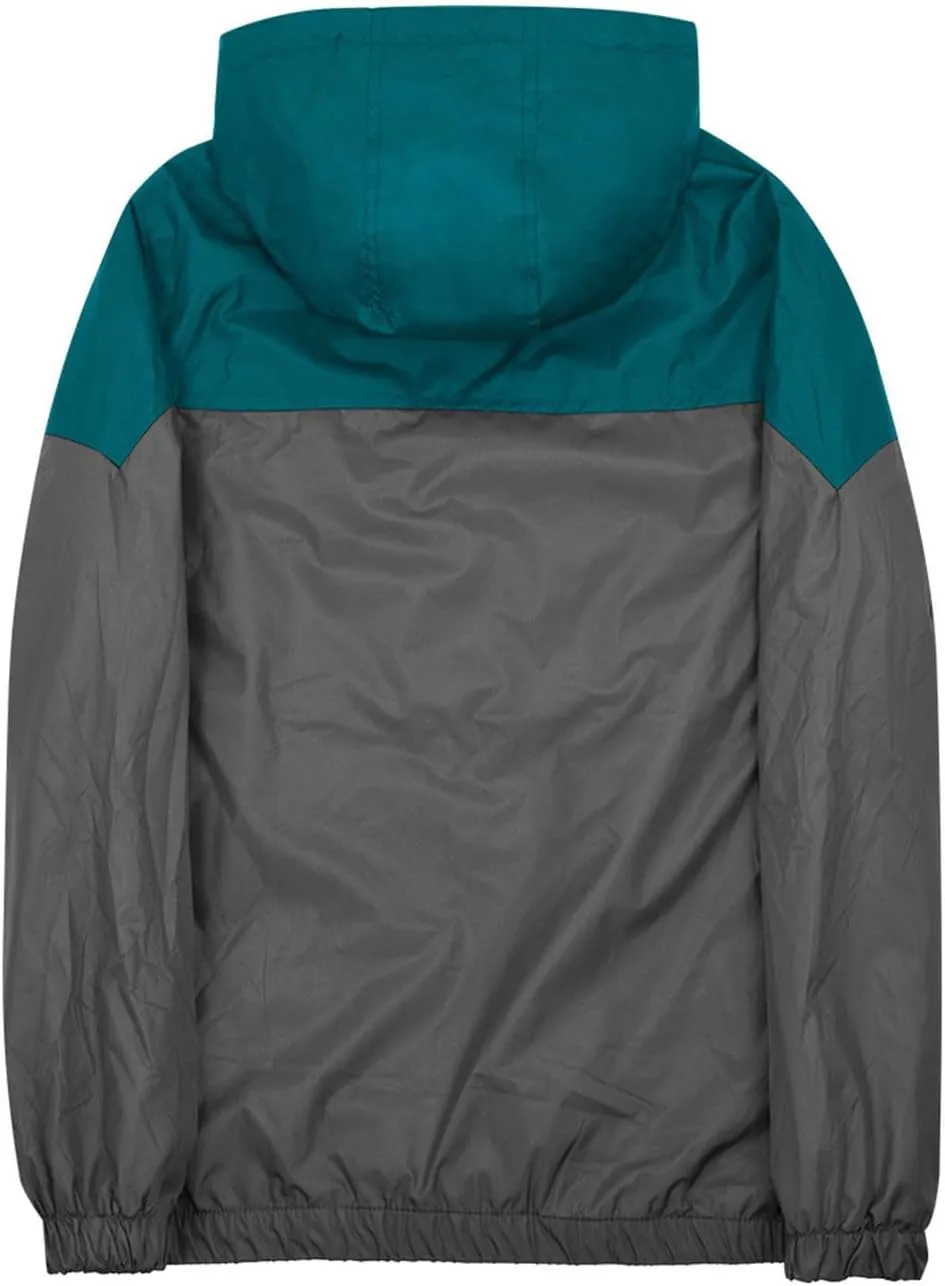 Men's Color Matching Thin Fall Outdoor Windbreaker Long Sleeved Hooded Jacket Coat Zipper Travel Windbreakers Jacket