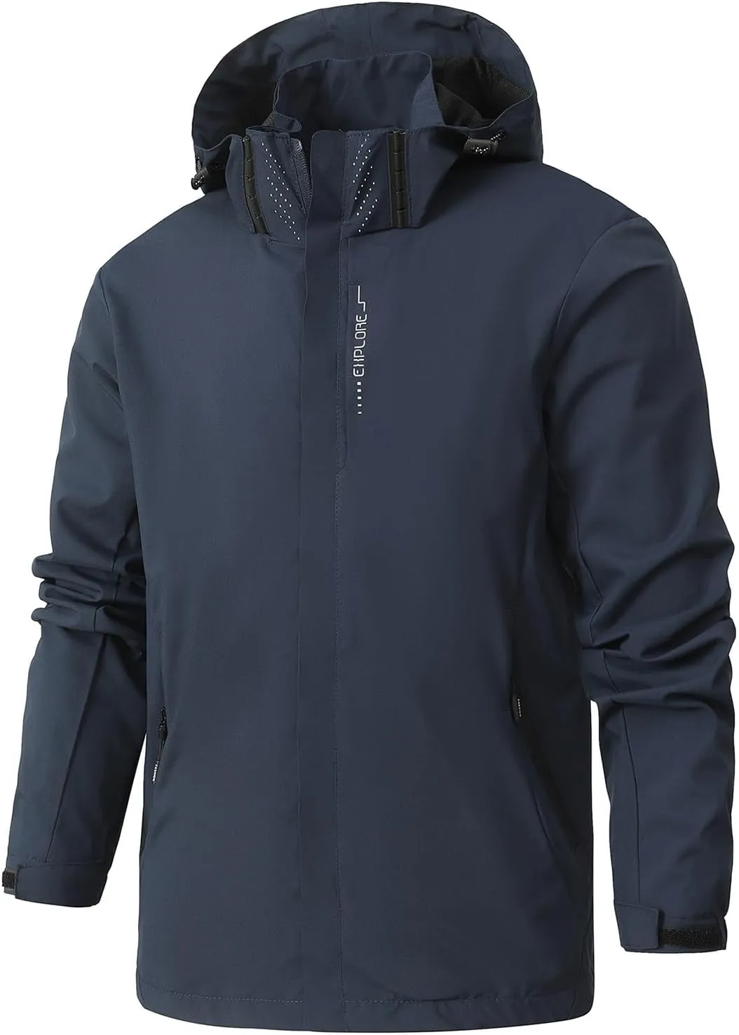 Men's Comfy Lightweight Waterproof Hooded Rain Jacket Outdoor Raincoat Shell Jacket for Hiking Travel Windbreakers