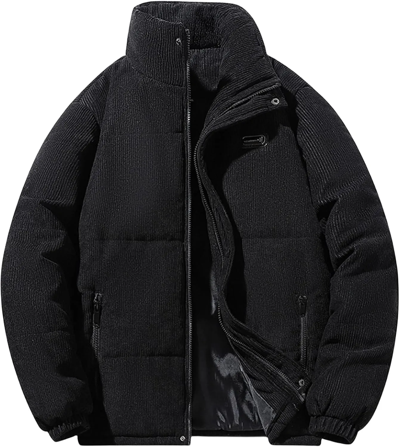 Mens Corduroy Jacket Solid Color Casual Thickened Jackets Sherpa Cotton Lined Coats Loose Outwear Business Coat with Pockets