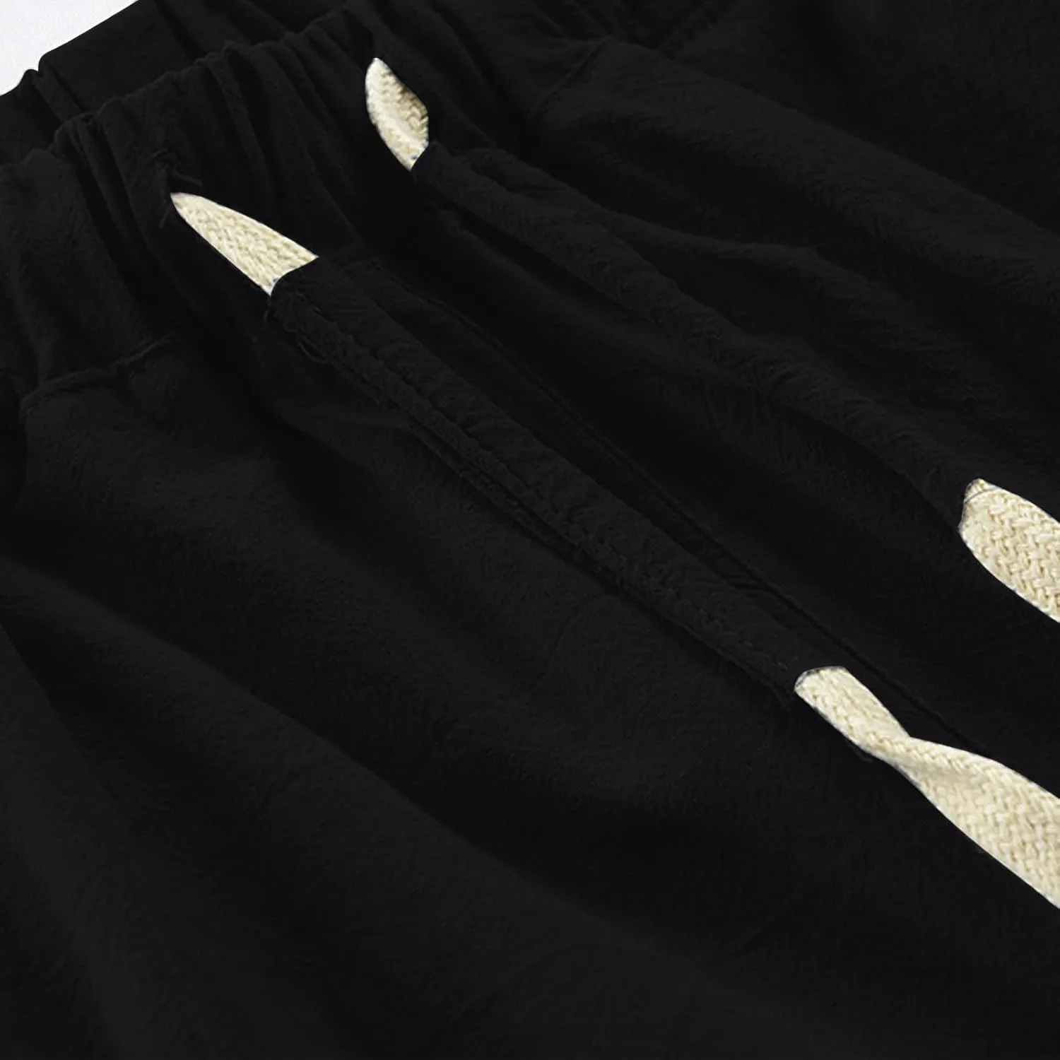 Mens Cotton Linen Shorts Casual Summer Beach Capri Pants Athletic Gym Workout Shorts with Pockets