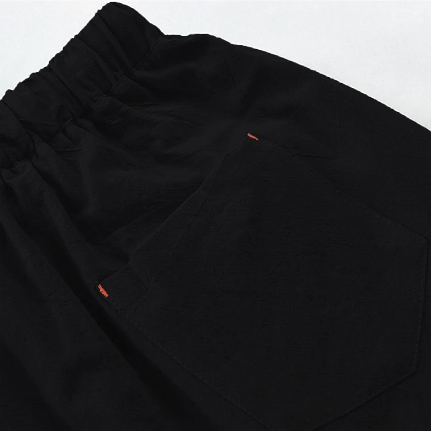 Mens Cotton Linen Shorts Casual Summer Beach Capri Pants Athletic Gym Workout Shorts with Pockets