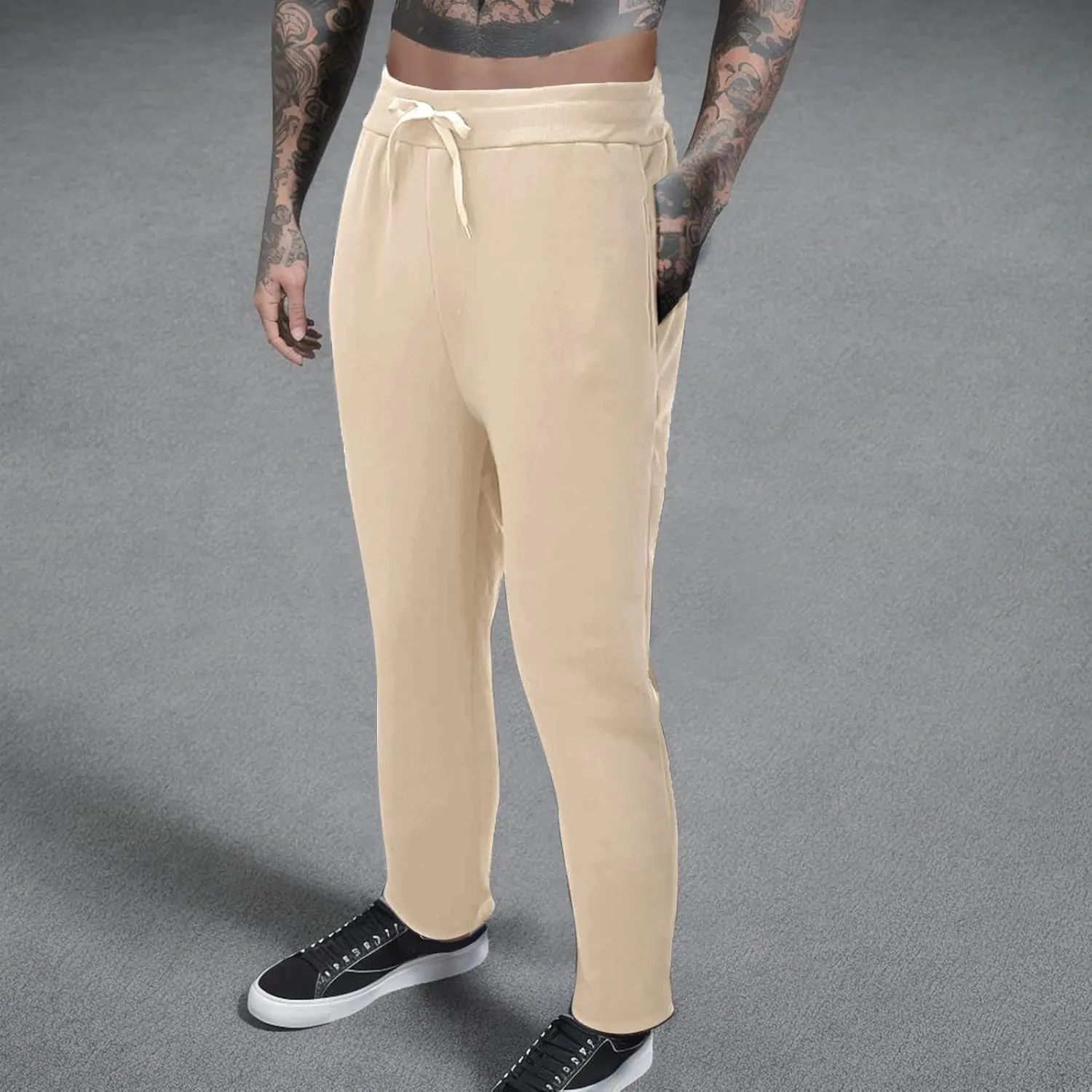 Men's Cotton Yoga Sweatpants Athletic Lounge Pants Comfort Small Leg Casual Pants Casual Sweatpants for Gym Pants