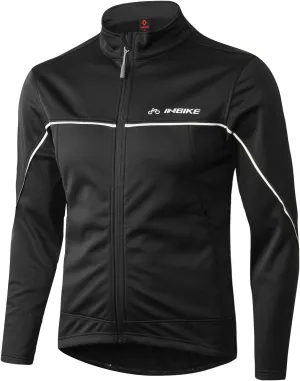 Men's Cycling Jacket, Winter Fleece Thermal Windproof Soft Shell Wind Coat Black Small