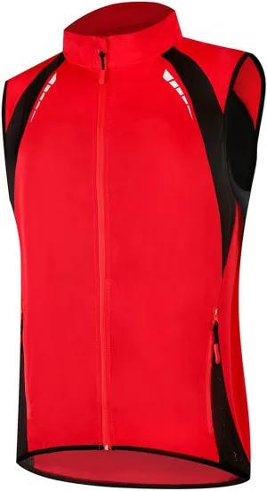 Men's Cycling Running Vest, Sleeveless Windbreakers With Zipper Pockets Breathable And Reflective