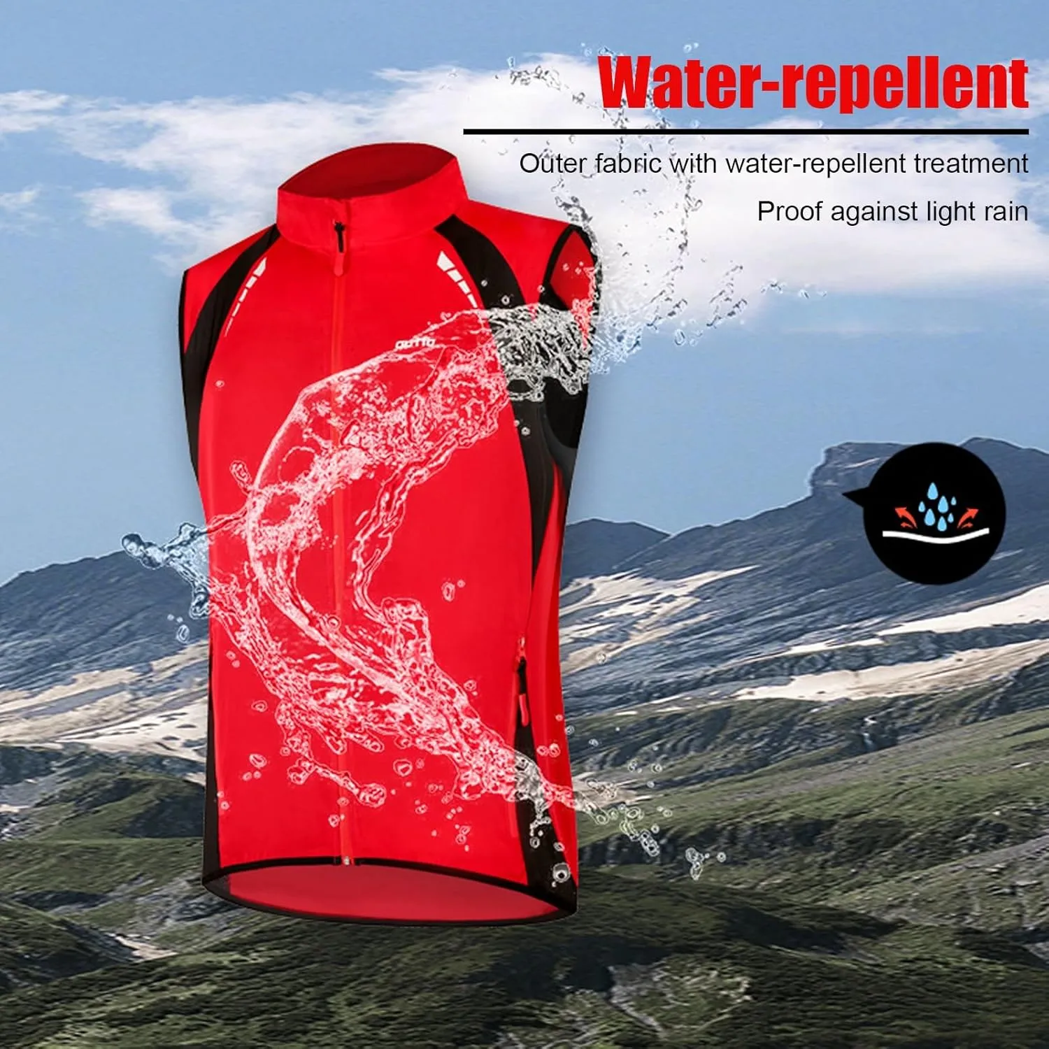 Men's Cycling Running Vest, Sleeveless Windbreakers With Zipper Pockets Breathable And Reflective