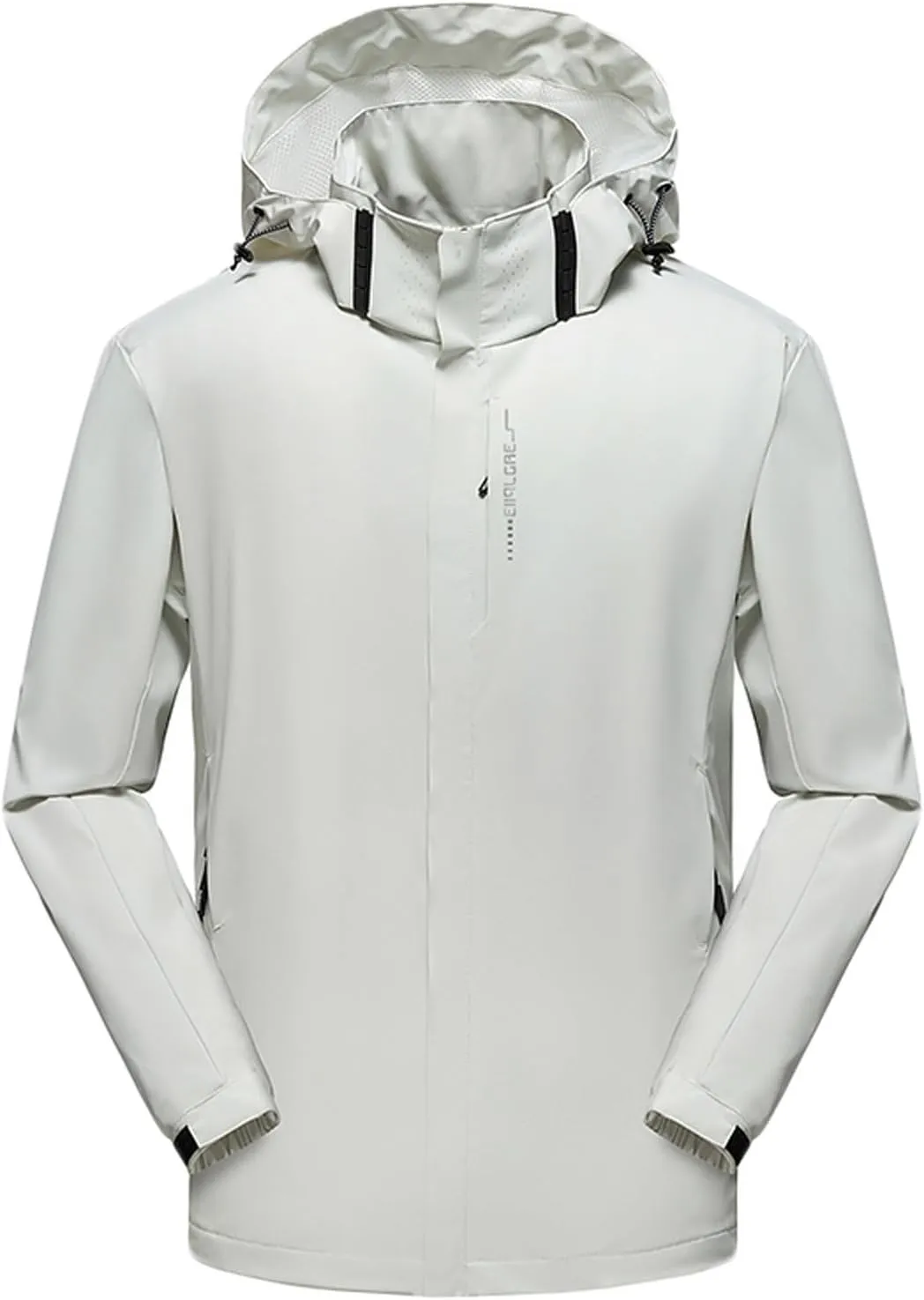 Men's Cycling Waterproof Full Zip Hoodie Packable Long Sleeve Windbreaker Hiking Travel Rain Jacket Coats with Pockets