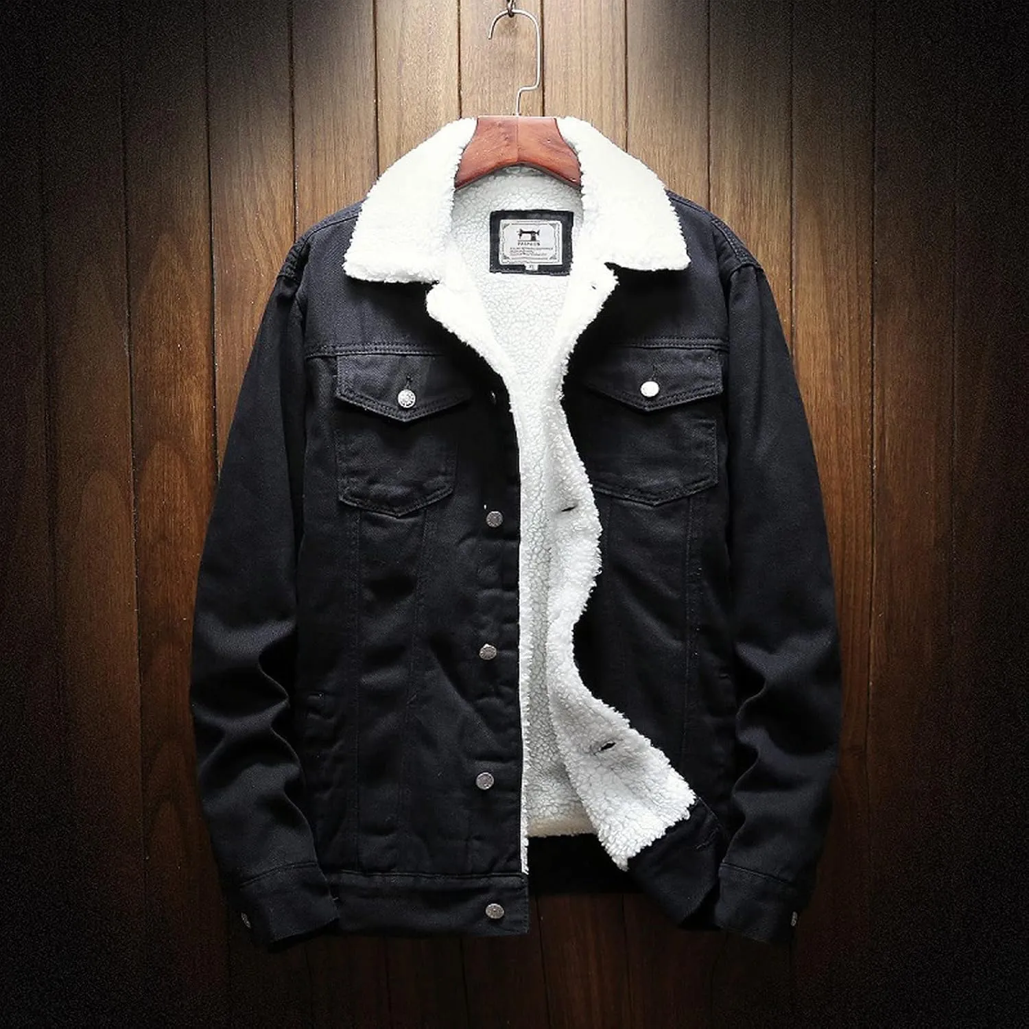 Mens Denim Jacket Winter Lapel Sherpa Fleece Lined Thicken Casual Stylish Warm Button Trucker Jean Jackets Coats, L-6XL