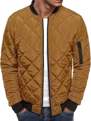 Men's Diamond Quilted Puffer Down Jacket Packable Lightweight Water Resistant Insulated Puffy Coat for Business Travel