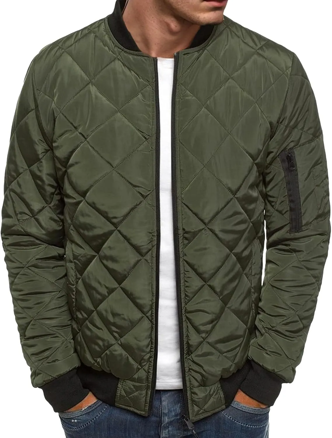 Men's Diamond Quilted Puffer Down Jacket Packable Lightweight Water Resistant Insulated Puffy Coat for Business Travel