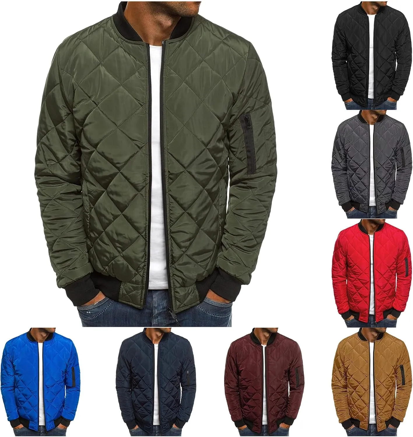 Men's Diamond Quilted Puffer Down Jacket Packable Lightweight Water Resistant Insulated Puffy Coat for Business Travel