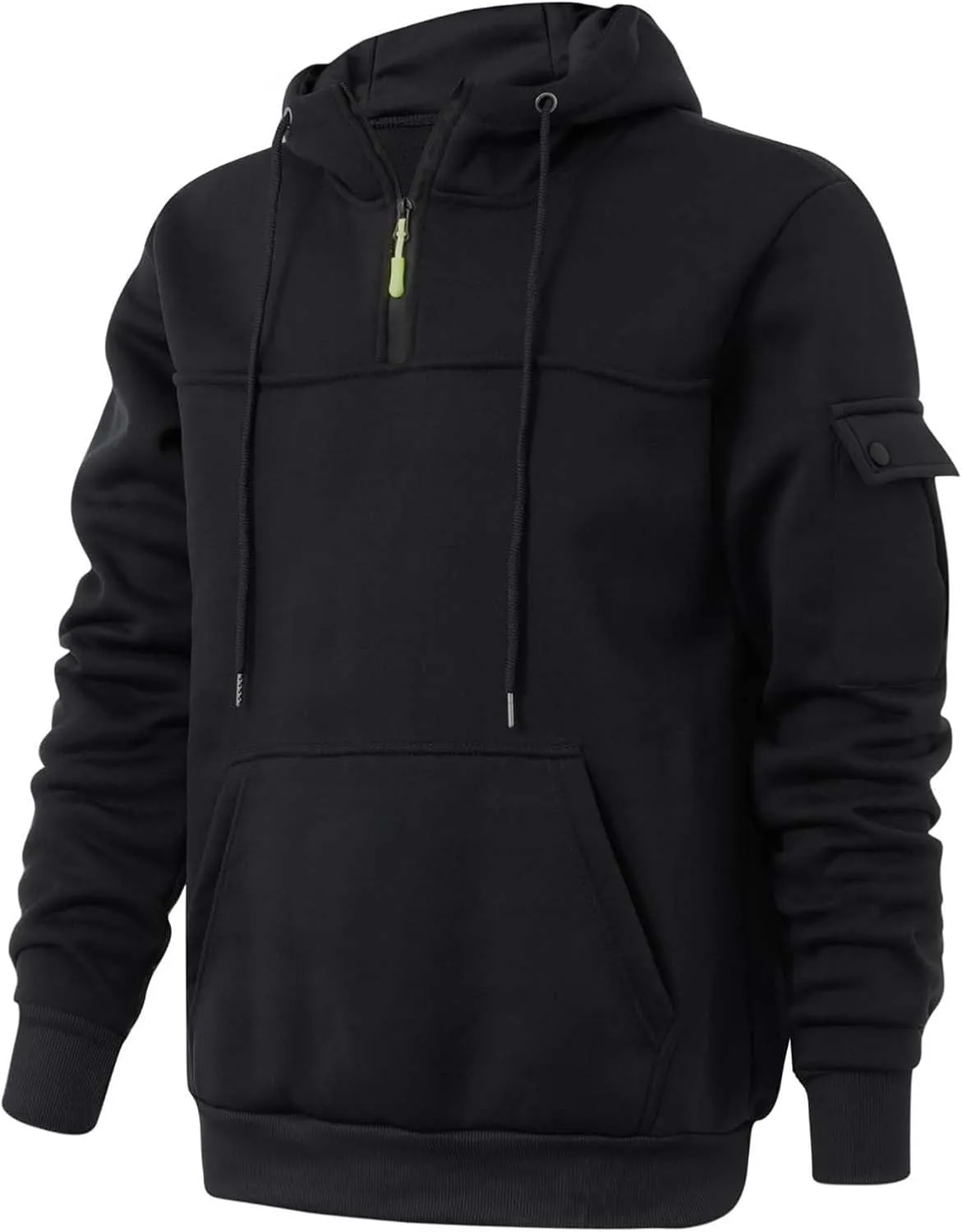 Mens Fall Hoodie Casual Half Zip Waffle Pullover Sweatshirts Running Gym Athletic Hooded Shirt with Pocket Big&Tall