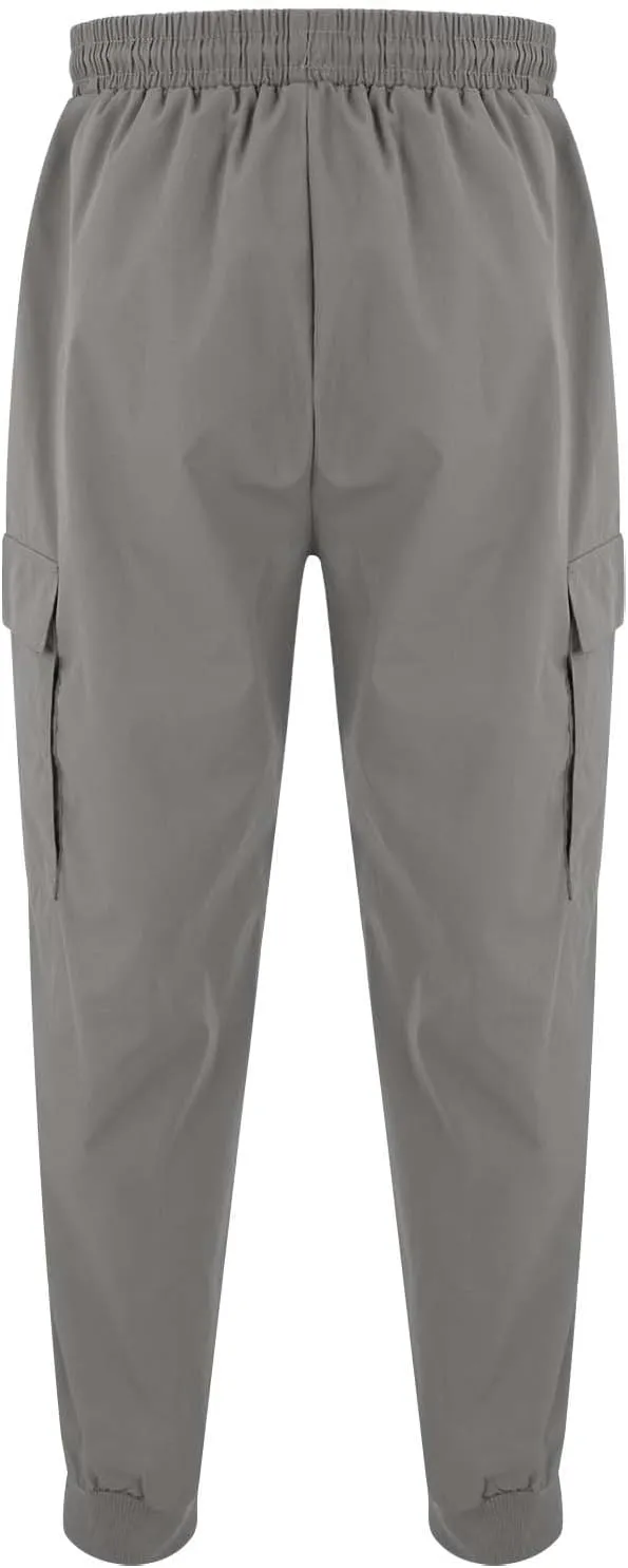 Men's Fleece Cargo Sweatpants Straight Leg Button Fly Joggers Sweatpants Loose Fit Tech Athletic Workout Gym Pants