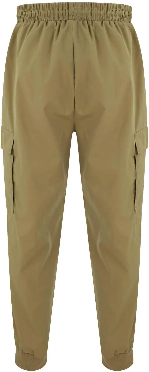 Men's Fleece Cargo Sweatpants Straight Leg Button Fly Joggers Sweatpants Loose Fit Tech Athletic Workout Gym Pants