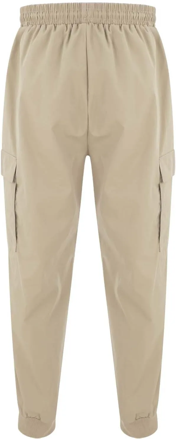 Men's Fleece Cargo Sweatpants Straight Leg Button Fly Joggers Sweatpants Loose Fit Tech Athletic Workout Gym Pants
