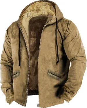 Mens Fleece Lined Trucker Jacket Military Sherpa Coats Winter Warm Hoodies Heavyweight Hoodie Jackets Coat for Men