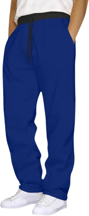 Mens Fleece Sweatpants Open Elastic Bottom Baggy Joggers Loose Fit Casual Pants Gym Athletic Sweatpants with Pockets