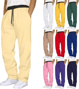 Mens Fleece Sweatpants Open Elastic Bottom Baggy Joggers Loose Fit Casual Pants Gym Athletic Sweatpants with Pockets