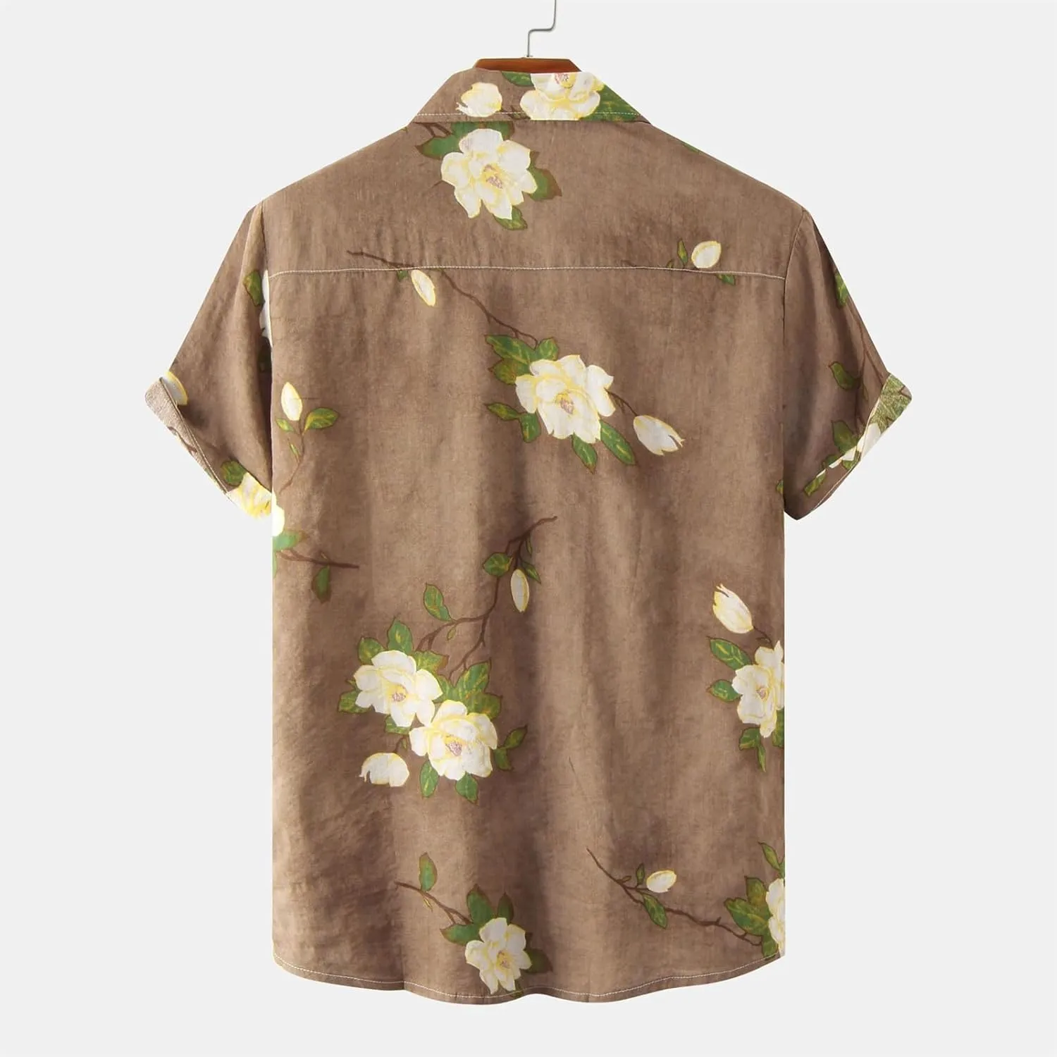 Mens Hawaiian Shirts Short Sleeve Flower Graphic Tees Lightweight Button Down Cardigan Tropical Holiday Shirt Trendy