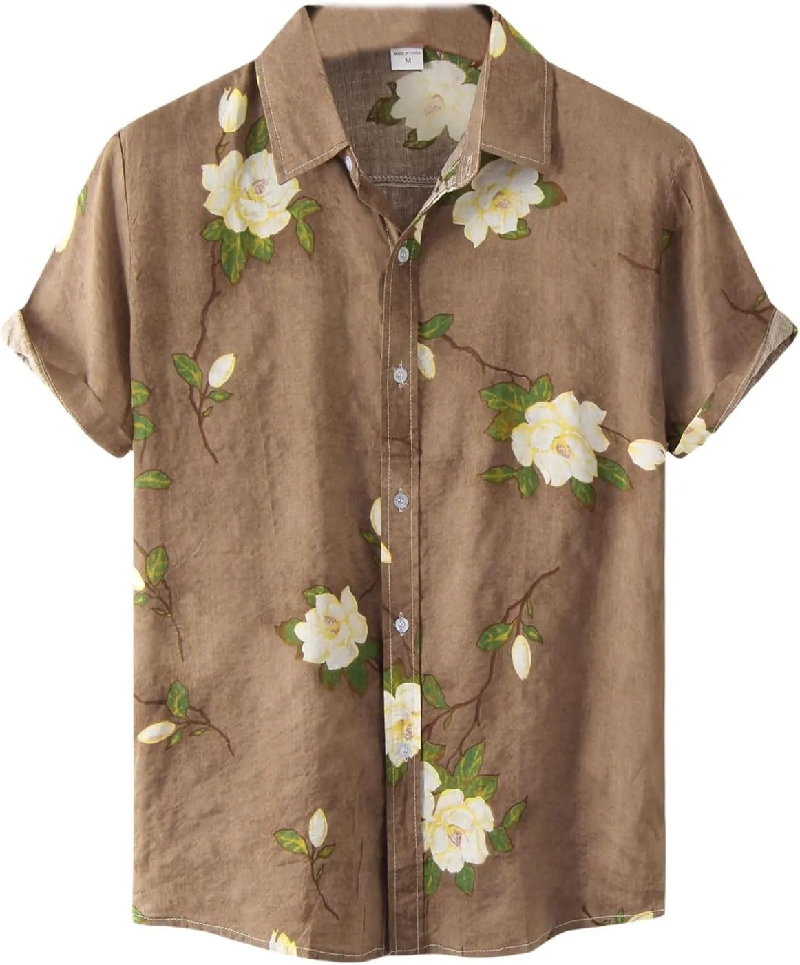 Mens Hawaiian Shirts Short Sleeve Flower Graphic Tees Lightweight Button Down Cardigan Tropical Holiday Shirt Trendy