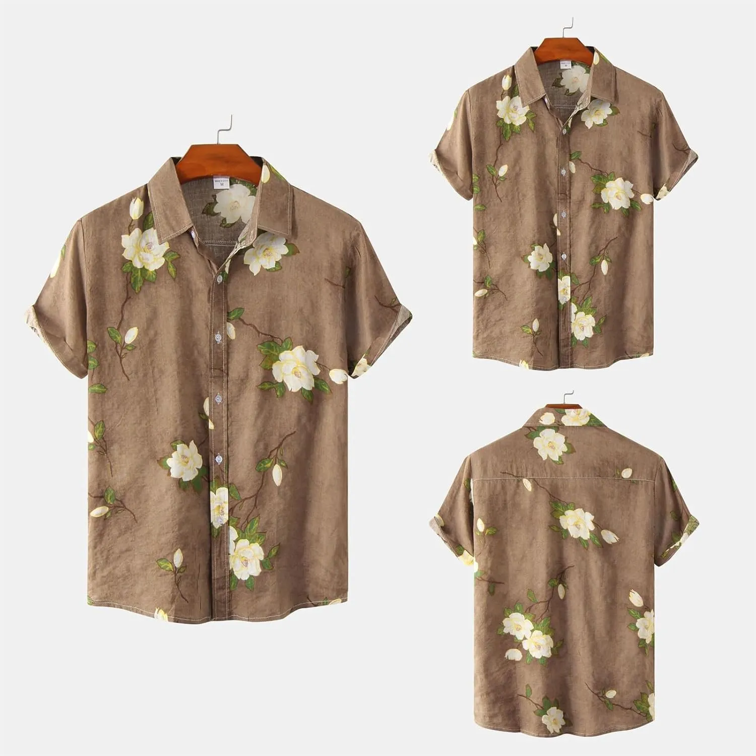 Mens Hawaiian Shirts Short Sleeve Flower Graphic Tees Lightweight Button Down Cardigan Tropical Holiday Shirt Trendy