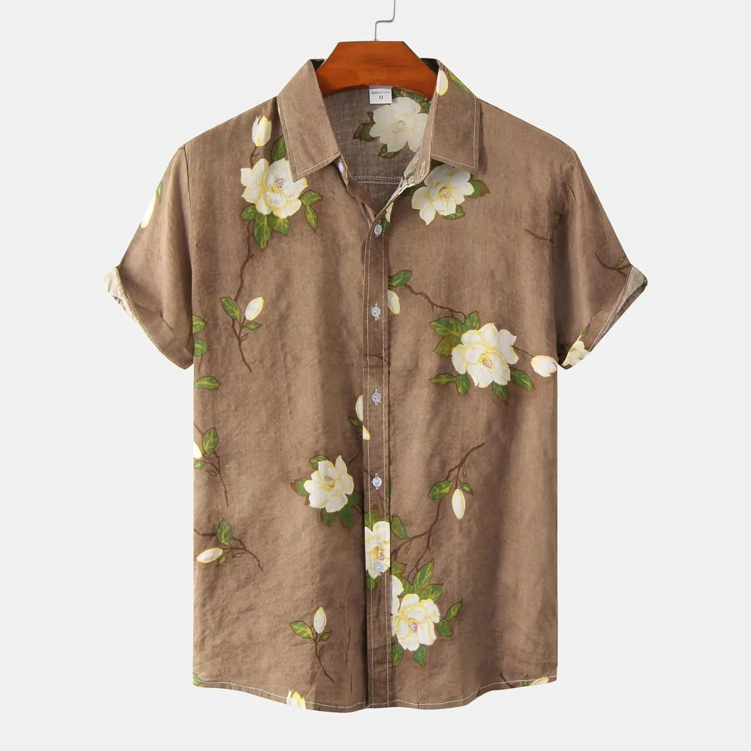 Mens Hawaiian Shirts Short Sleeve Flower Graphic Tees Lightweight Button Down Cardigan Tropical Holiday Shirt Trendy