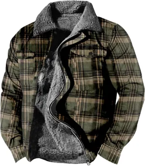 Mens Heavy Sherpa Lined Jacket Full Zip Plaid Flannel Fleece Jackets Winter Sweatshirt Warm Coat for Big Tall Men