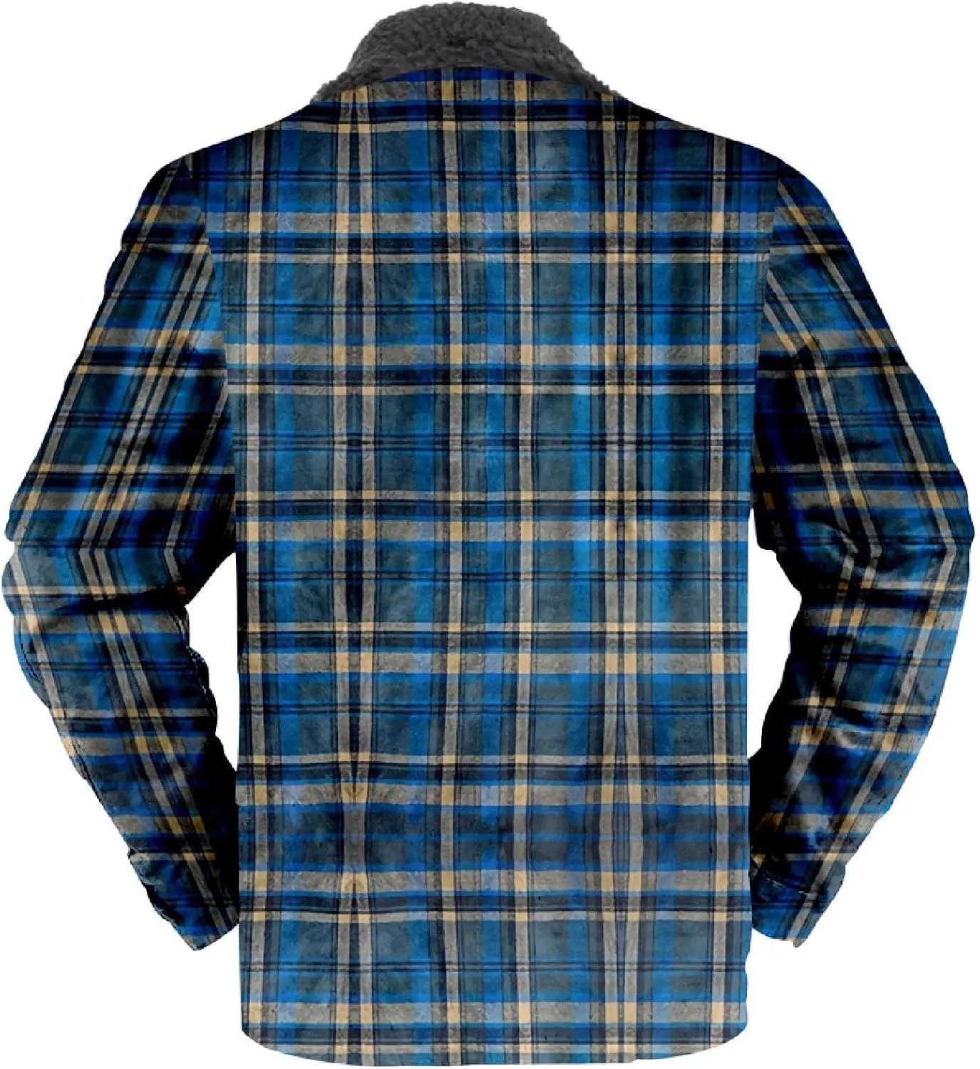 Mens Heavy Sherpa Lined Jacket Full Zip Plaid Flannel Fleece Jackets Winter Sweatshirt Warm Coat for Big Tall Men