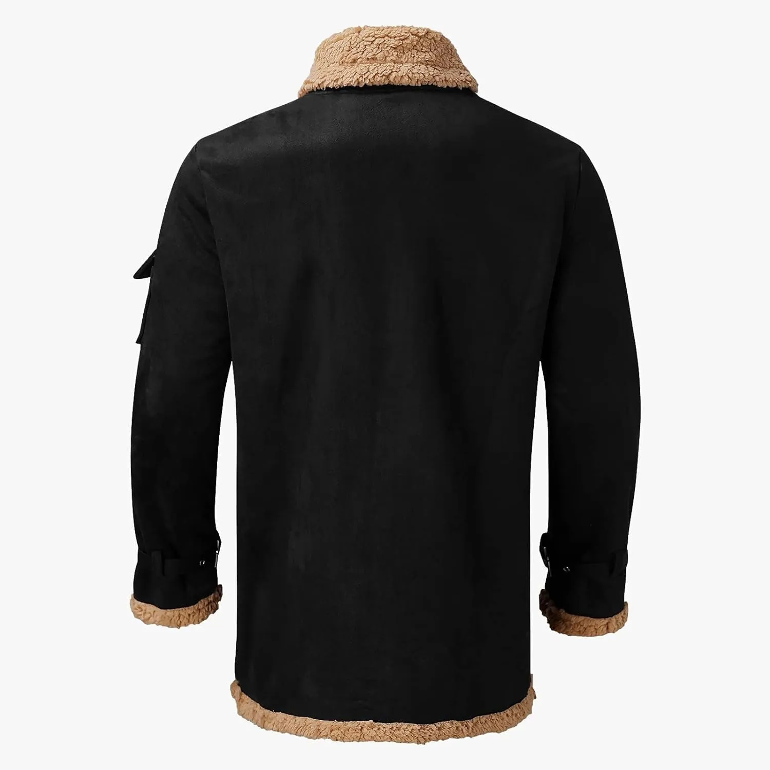 Mens Heavyweight Faux Suede Sherpa Fleece Lined Winter Warm Trench Coats Camel Stylish B3 Bomber & Aviator Jackets