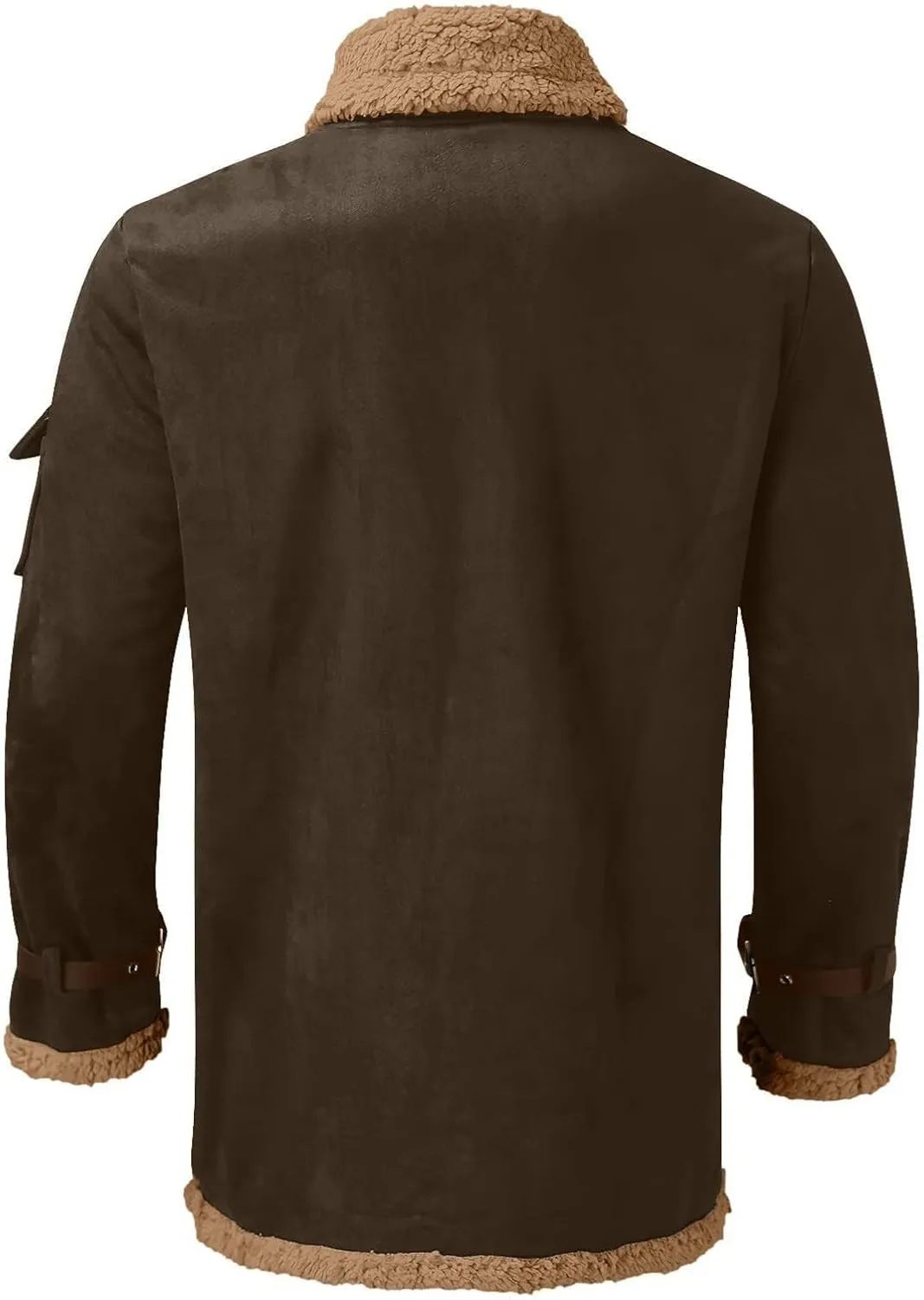 Mens Heavyweight Faux Suede Sherpa Fleece Lined Winter Warm Trench Coats Camel Stylish B3 Bomber & Aviator Jackets