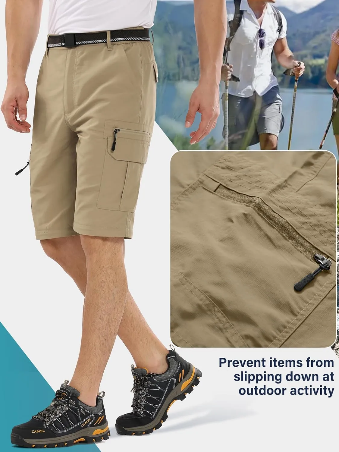 Mens Hiking Pants Convertible Quick Dry Lightweight Fishing Zip Off Safari Pants