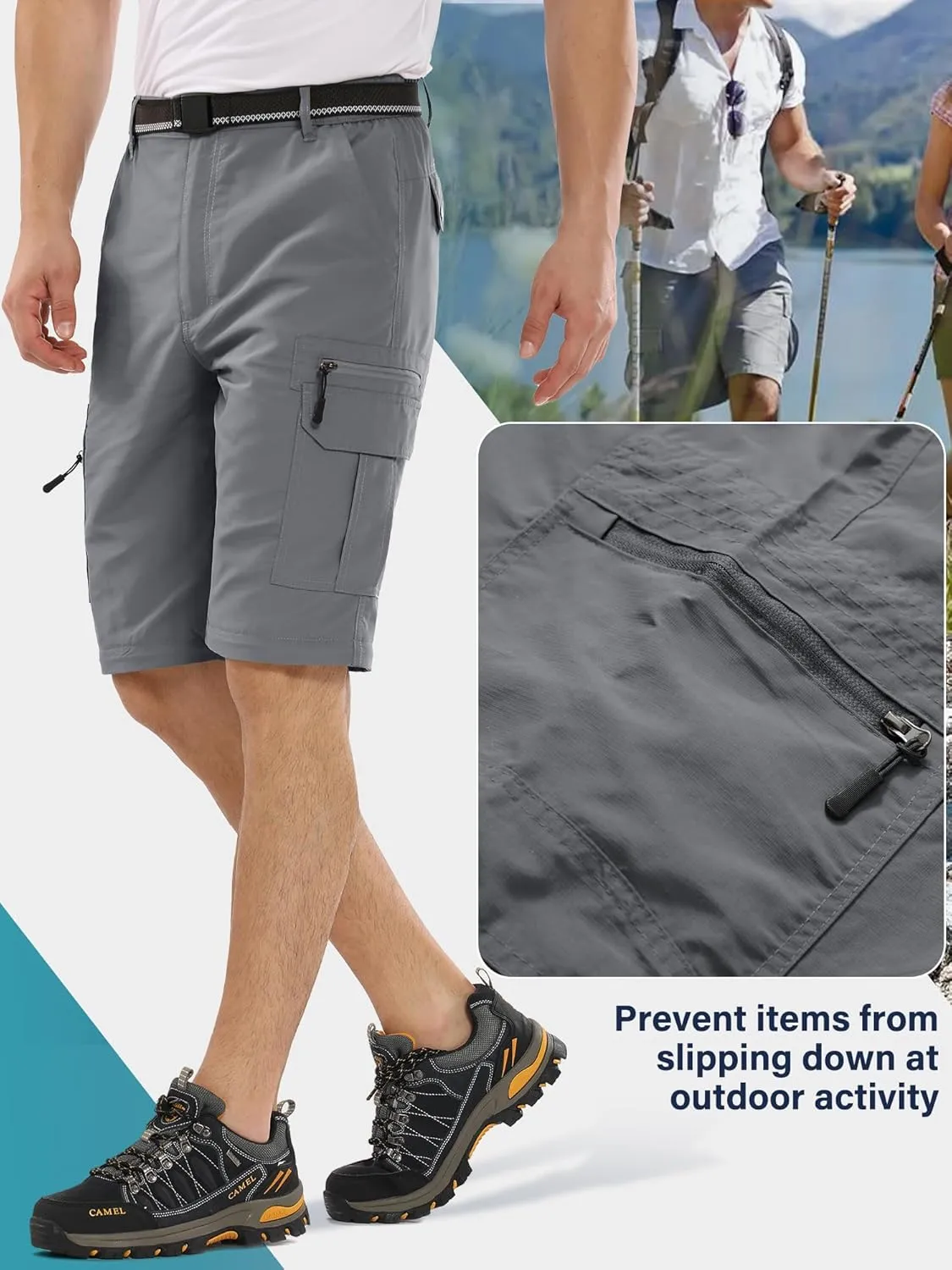 Mens Hiking Pants Convertible Quick Dry Lightweight Fishing Zip Off Safari Pants