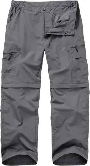 Mens Hiking Pants Convertible Quick Dry Lightweight Fishing Zip Off Safari Pants