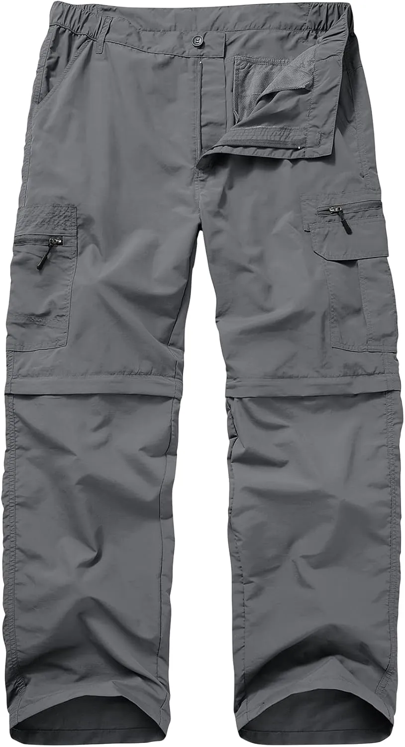 Mens Hiking Pants Convertible Quick Dry Lightweight Fishing Zip Off Safari Pants