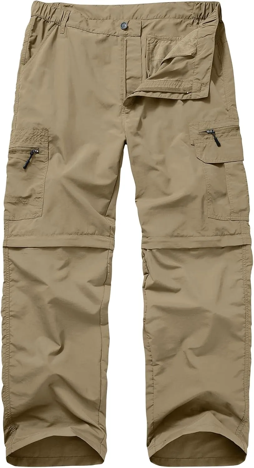 Mens Hiking Pants Convertible Quick Dry Lightweight Fishing Zip Off Safari Pants