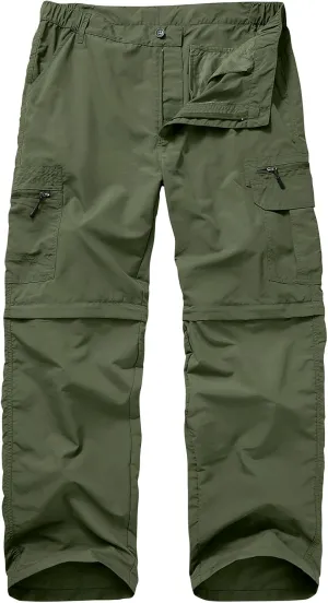 Mens Hiking Pants Convertible Quick Dry Lightweight Fishing Zip Off Safari Pants
