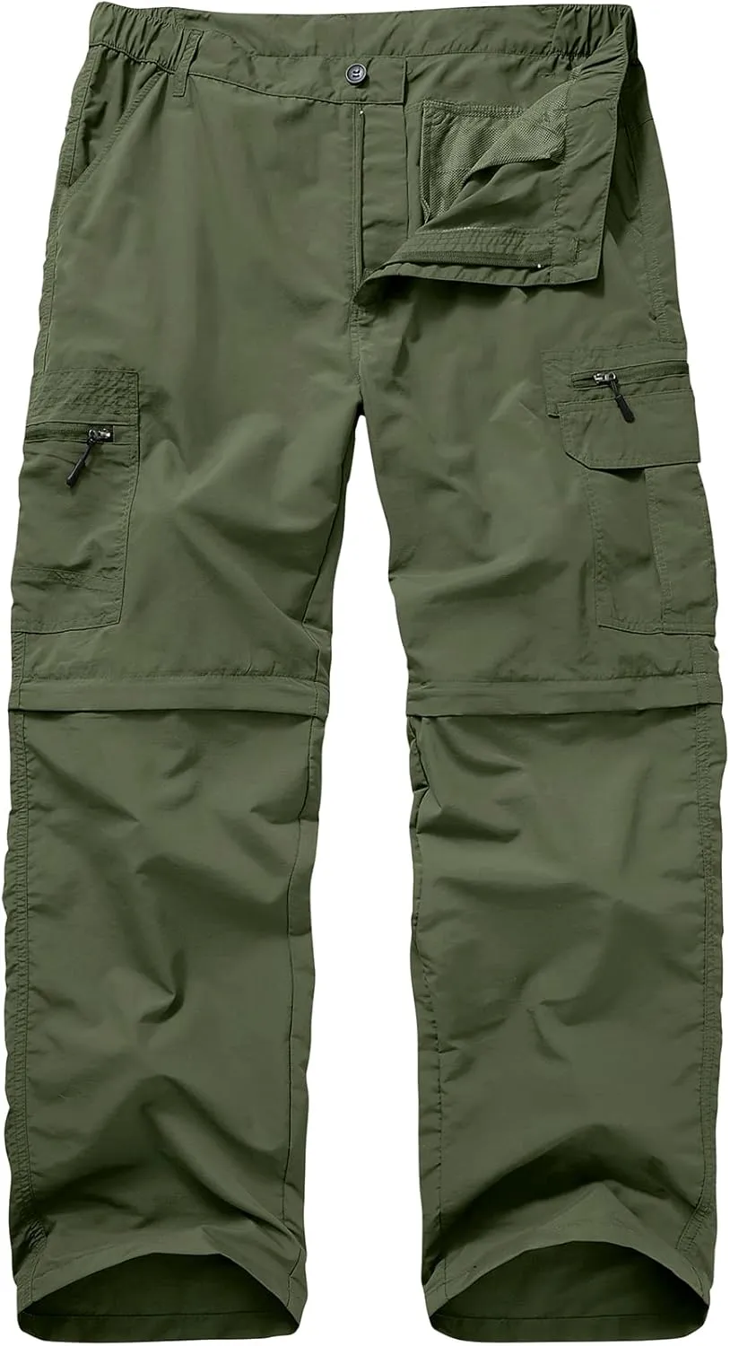 Mens Hiking Pants Convertible Quick Dry Lightweight Fishing Zip Off Safari Pants