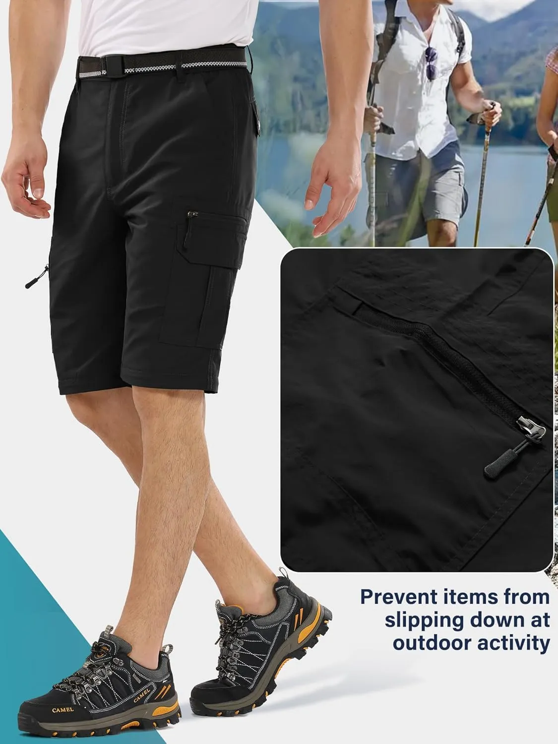 Mens Hiking Pants Convertible Quick Dry Lightweight Fishing Zip Off Safari Pants