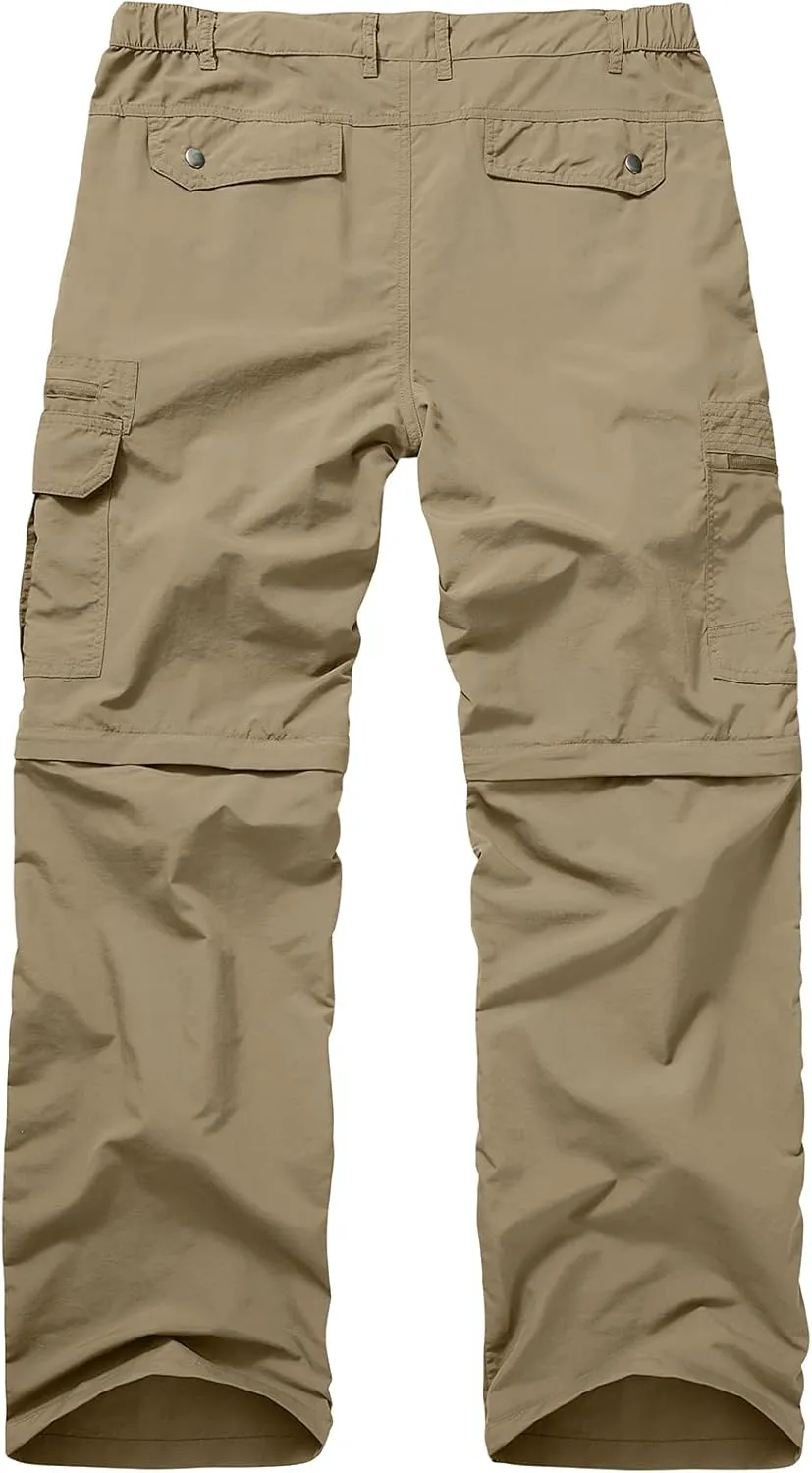 Mens Hiking Pants Convertible Quick Dry Lightweight Fishing Zip Off Safari Pants