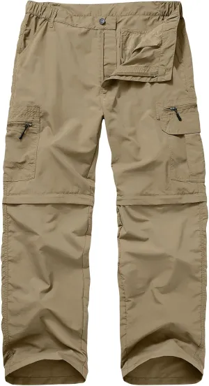 Mens Hiking Pants Convertible Quick Dry Lightweight Fishing Zip Off Safari Pants