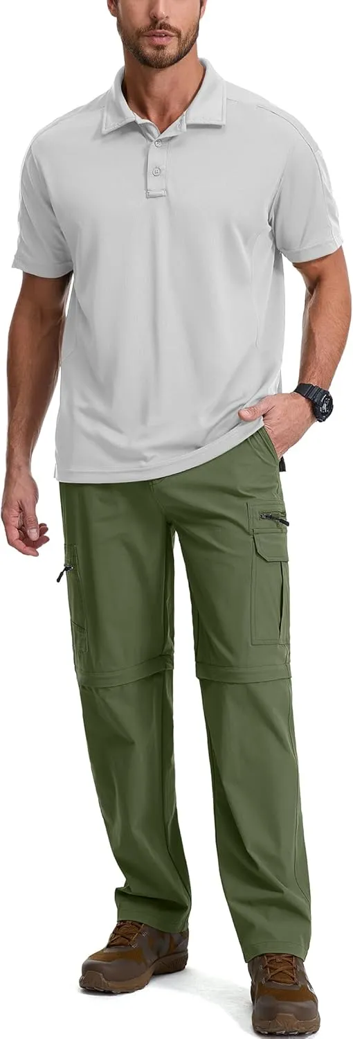 Mens Hiking Pants Convertible Quick Dry Lightweight Fishing Zip Off Safari Pants