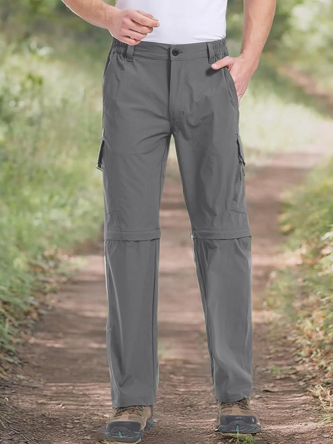 Mens Hiking Pants Convertible Quick Dry Zip Off Fishing Travel Safari Pants