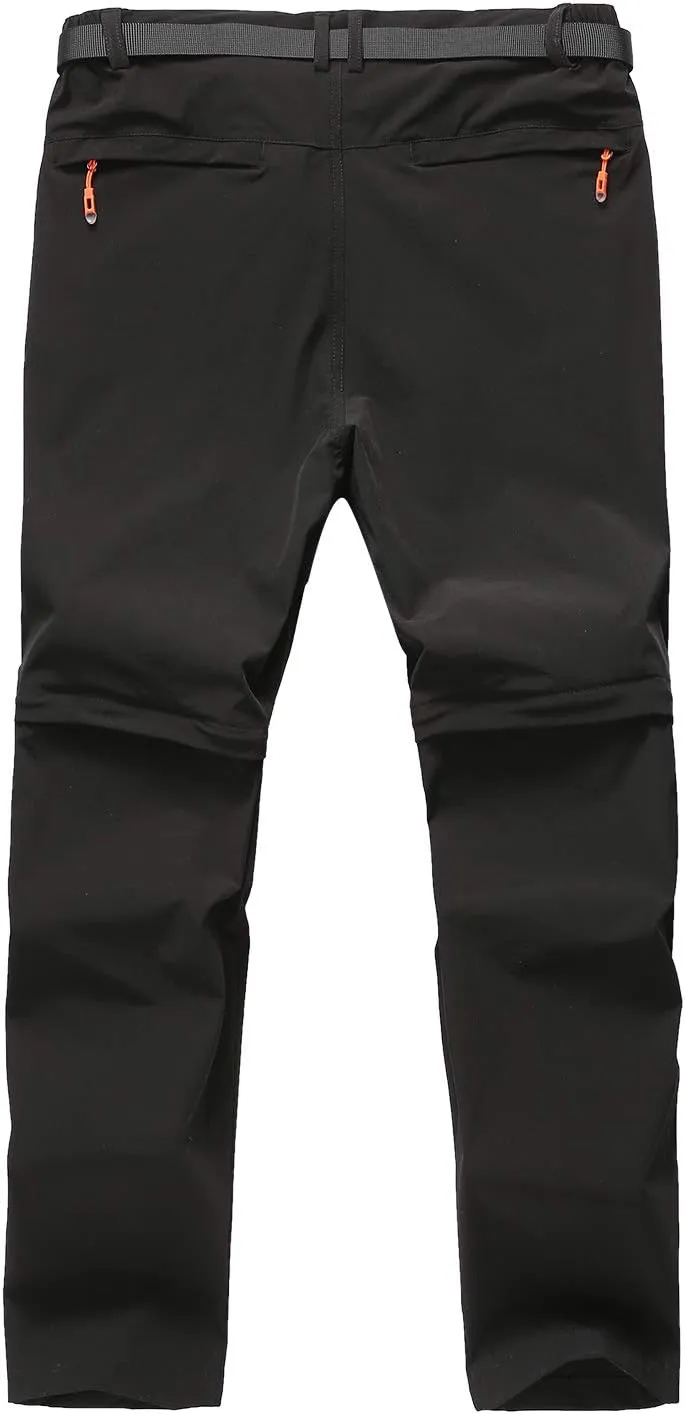 Men's Hiking Pants Outdoor Convertible Quick Dry Fishing Pants & Shorts (Khaki, Black)