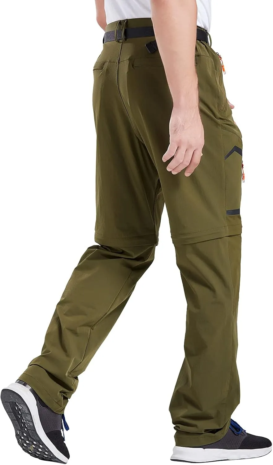 Men's Hiking Pants Outdoor Convertible Quick Dry Fishing Pants & Shorts (Khaki, Black)