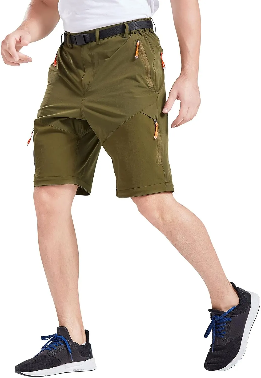 Men's Hiking Pants Outdoor Convertible Quick Dry Fishing Pants & Shorts (Khaki, Black)